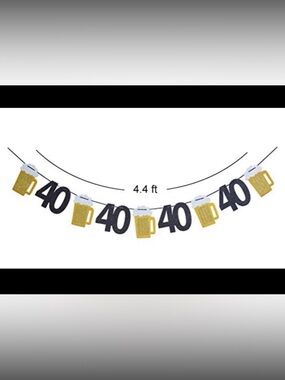 💥2/$33💥 40th Birthday Beer Mug Banner Garland - Black & Gold